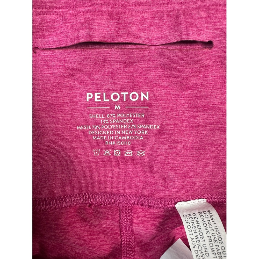 Peloton Womens Pink Heathered High Rise Mesh Crop Leggings Size M Heart Logo - Picture 8 of 10